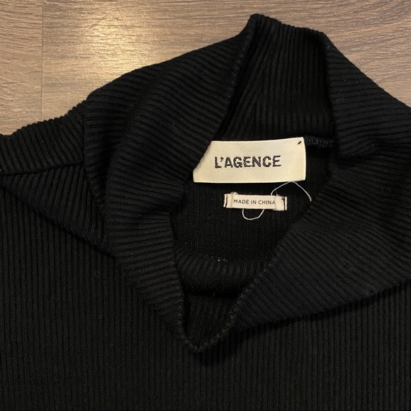 L’Agence Black Ribbed Ami Mock Neck Dress - Picture 5 of 7